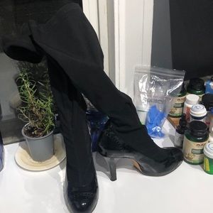 Martinez Valero wing tip Patton leather and elastic body knee-high boots size 10